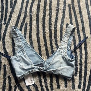 Retrofete Light Blue Denim Crop Top